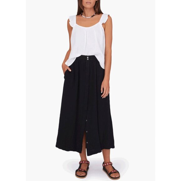 Xirena Serina Cotton Gauze Skirt in Black - Picture 1 of 7